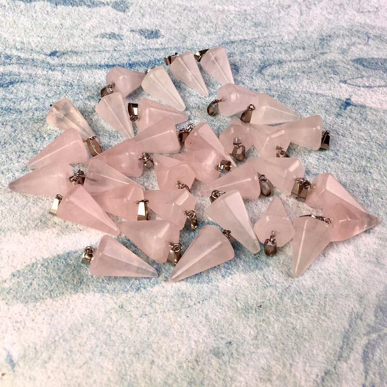 High quality wholesale Natural Crystal rose quartz pendant  For Decoration 1 pc