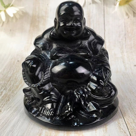 Wholesale high quality reiki naturalcrystal Black obsidian carving Collection  for decoraiotion