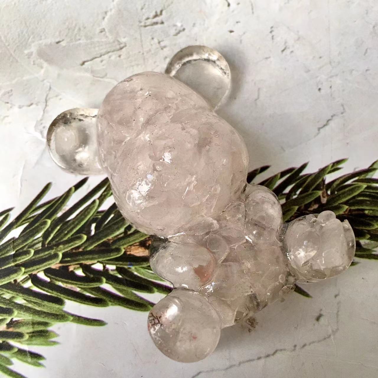 Natural Handmade Crystal Crafts Resin Bear Polished Tumbled Gravel Chip Stone For Decor