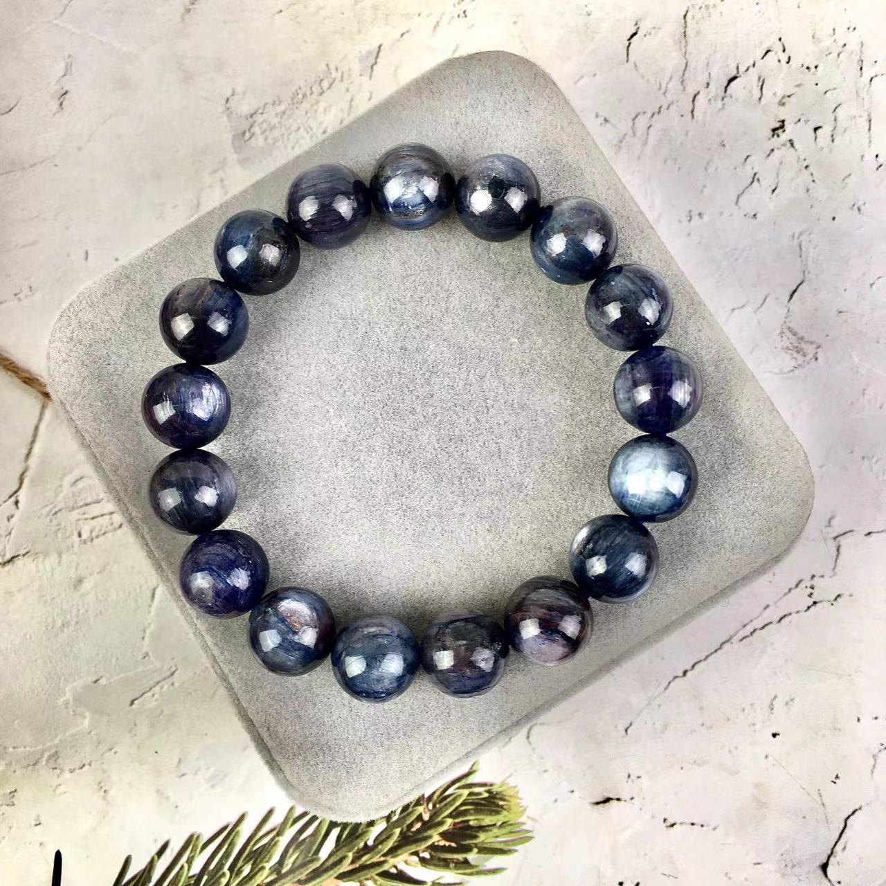 7-13MM Wholesale Natural Blue Kyanite Gemstone Crystal Round Beads Stretch Woman Men Bracelet