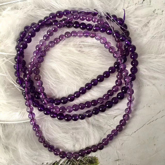 5mm Natural Amethyst Crystal Energy Stone Elastic Stretchable Amethyst Beads mutil turn Bracelet