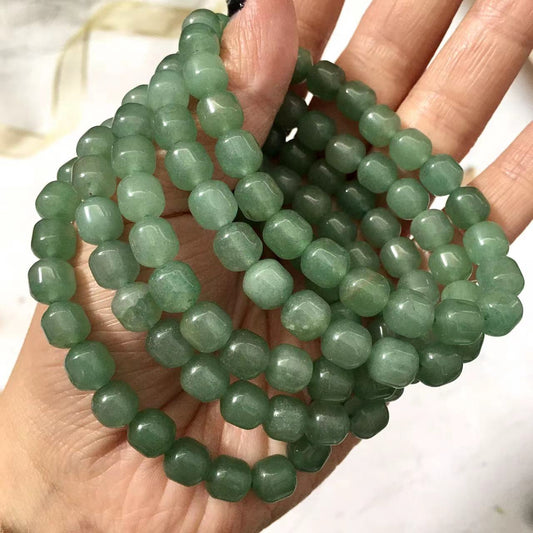 7MM Natural crystal Smooth Green Aventurine Gemstone  Beads bracelet