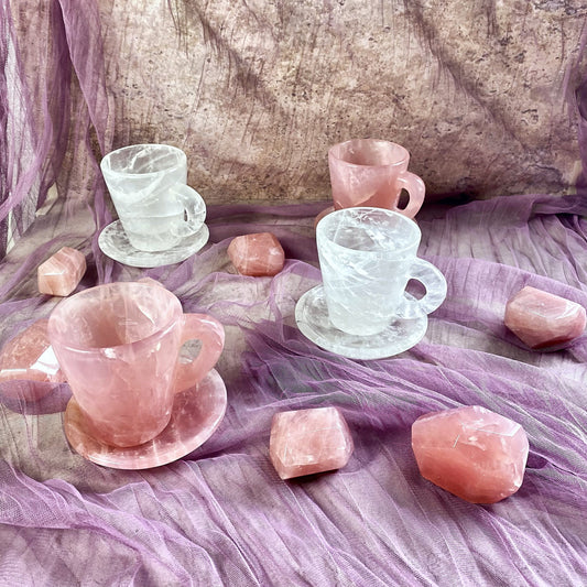 Wholesale high quality reiki Rose quartz & Clear quartz mug/cup for decoration