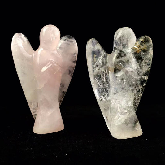 Clear Quartz and Rose quartz Crystal Angel Crystal Carving Angel Figurines For Home Decor Healing Crystals and Stones