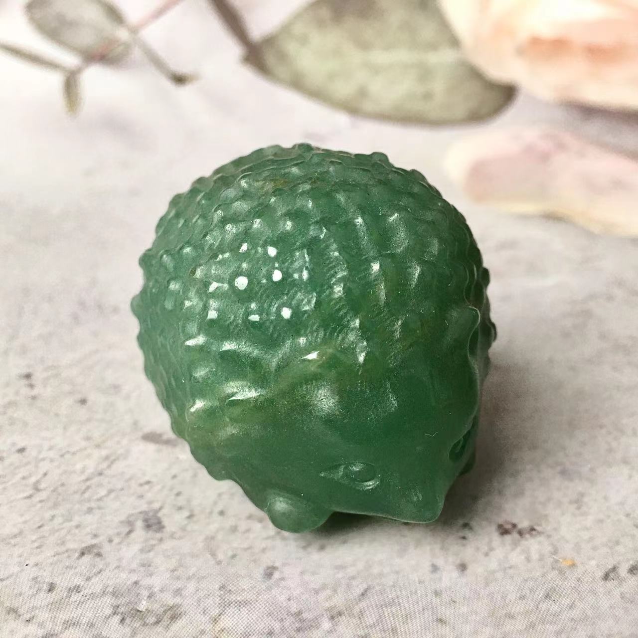 Wholesale Natural Quartz Hand  Blue/Green aventurine  Crystal Carving little hedgehog