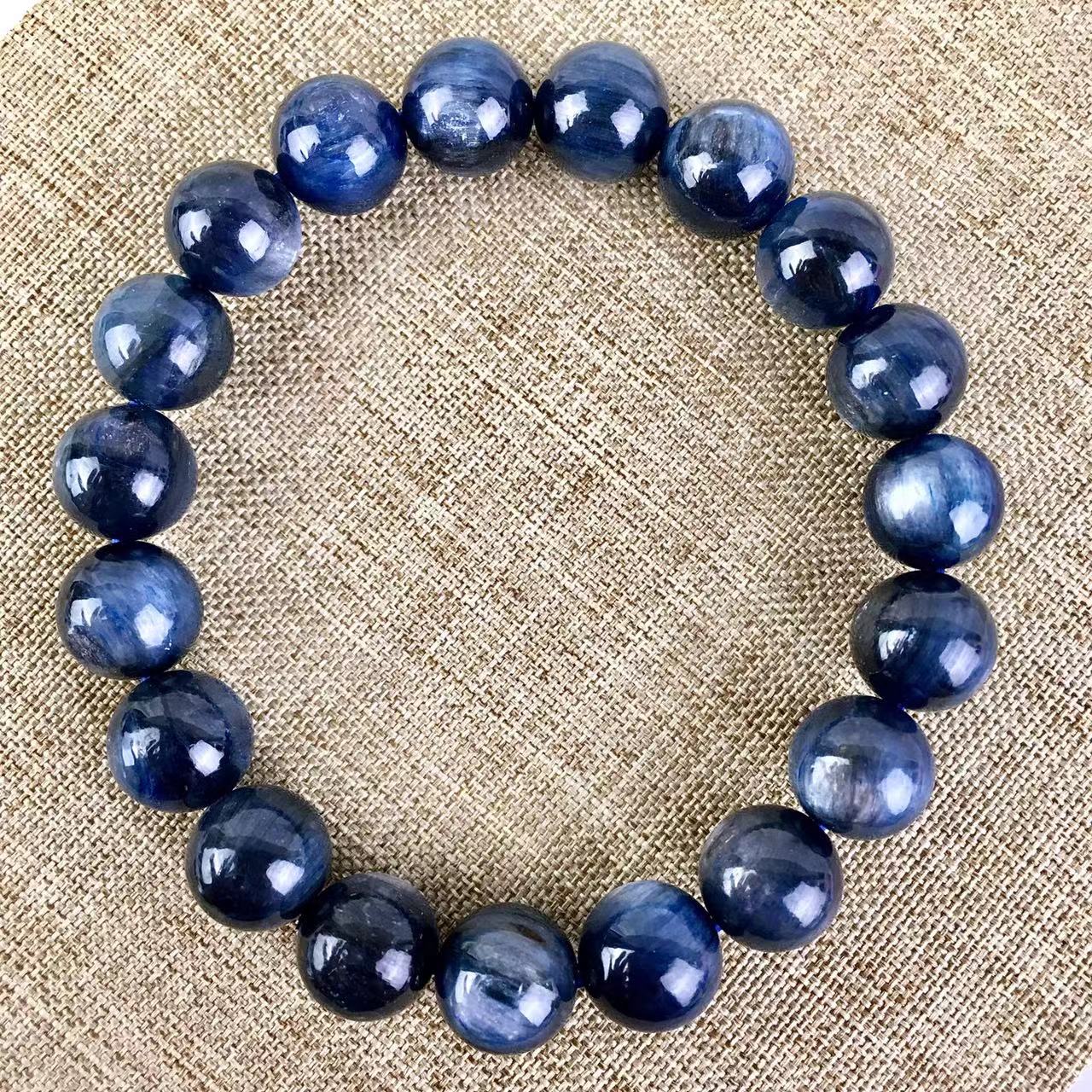 7-13MM Wholesale Natural Blue Kyanite Gemstone Crystal Round Beads Stretch Woman Men Bracelet