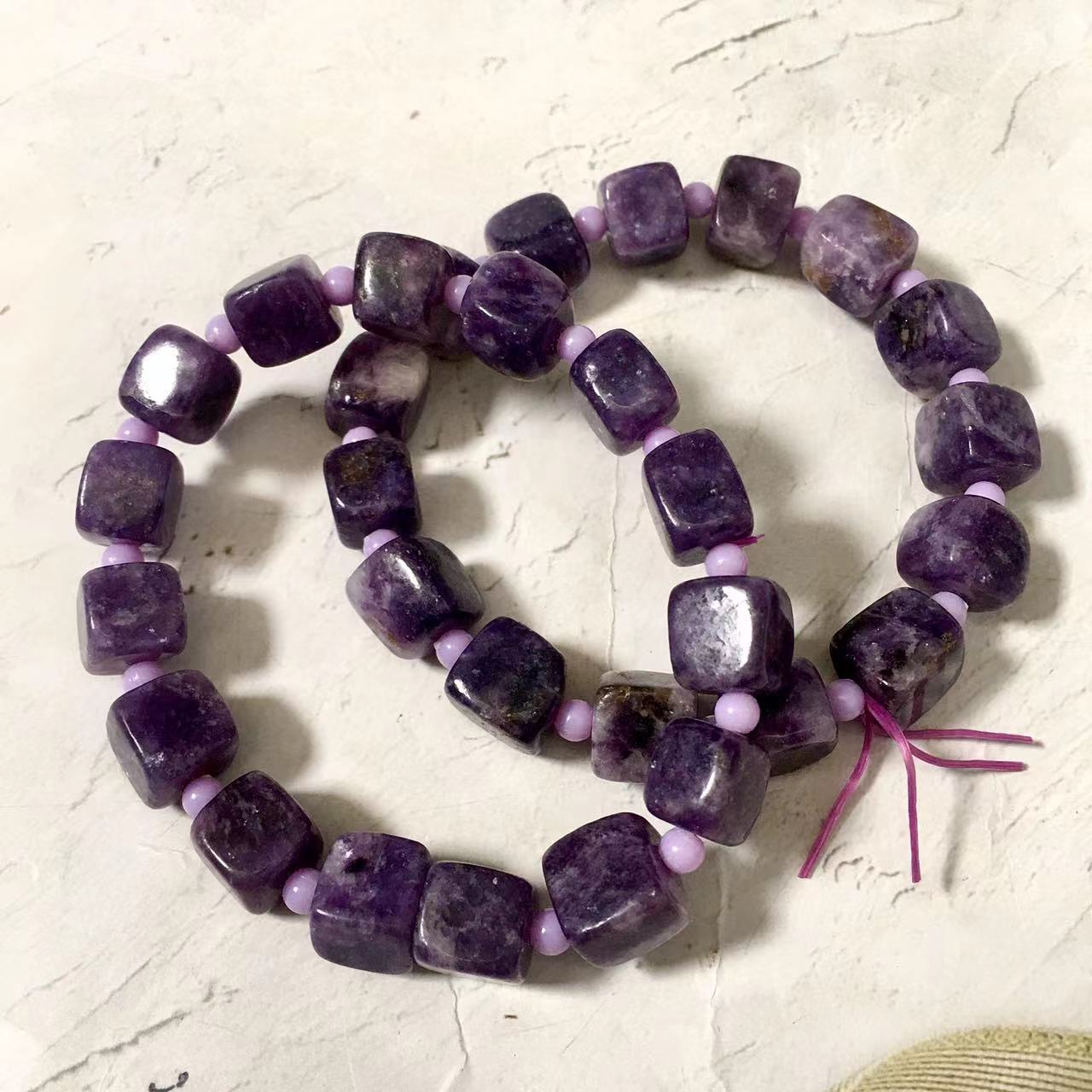 9MMWholesale natural crystal bracelet healing natural stone 8mm purple mica beads bangle