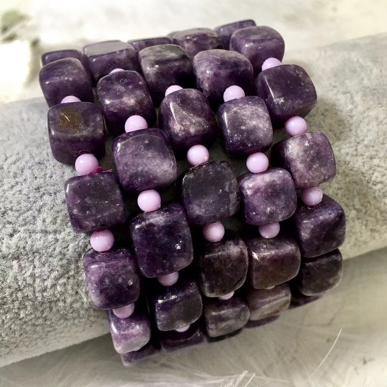 9MMWholesale natural crystal bracelet healing natural stone 8mm purple mica beads bangle