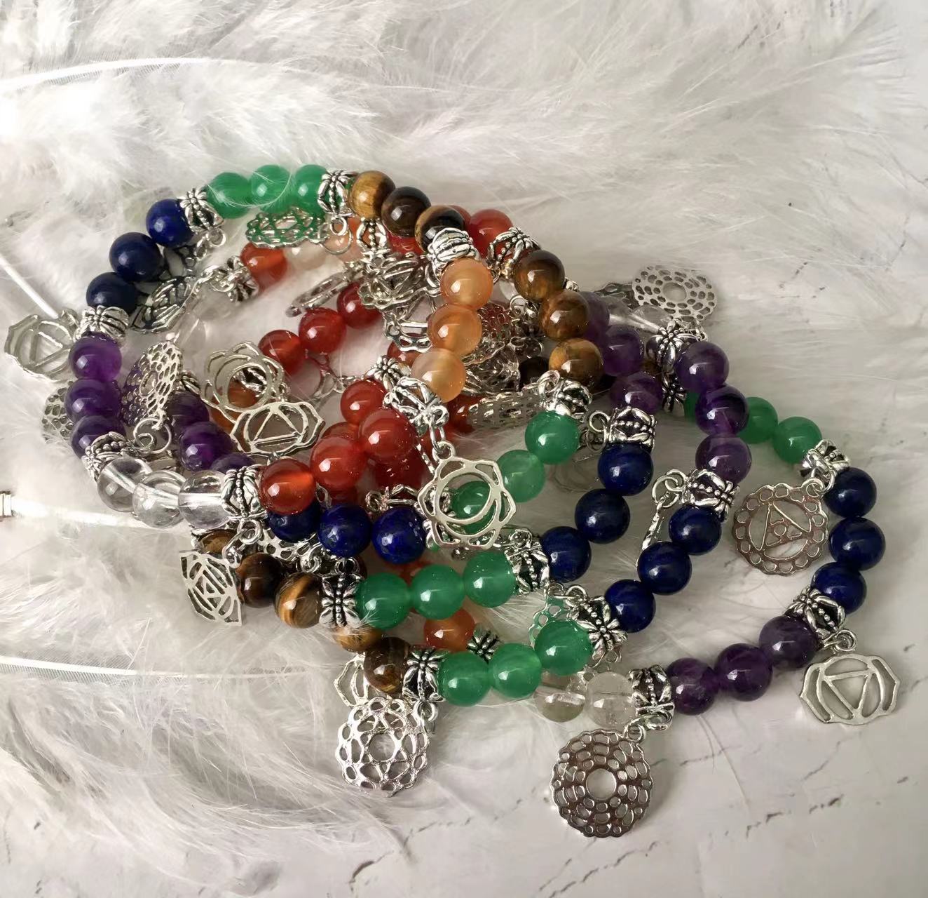 8MM Natural Stone Bead 7 Chakra Bracelet