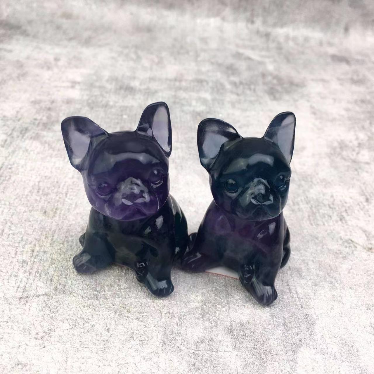 Natural  Healing Crystal Animal French Bulldog Carving For Home Decoration