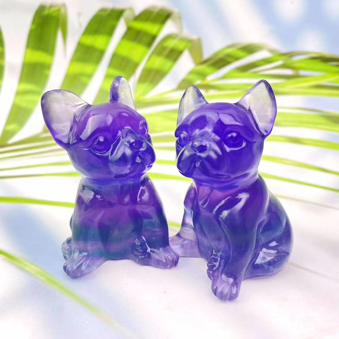 Natural  Healing Crystal Animal French Bulldog Carving For Home Decoration