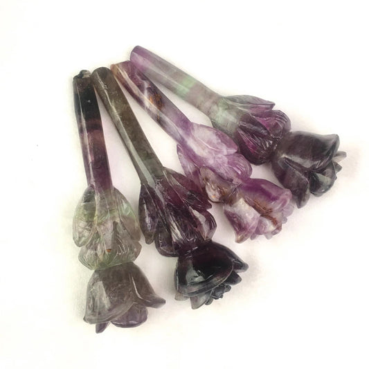 Wholesale natural purple fluorite rose truncheon specimen purple fluorite rose wand raw stone point feng shui quartz for decoraiotion