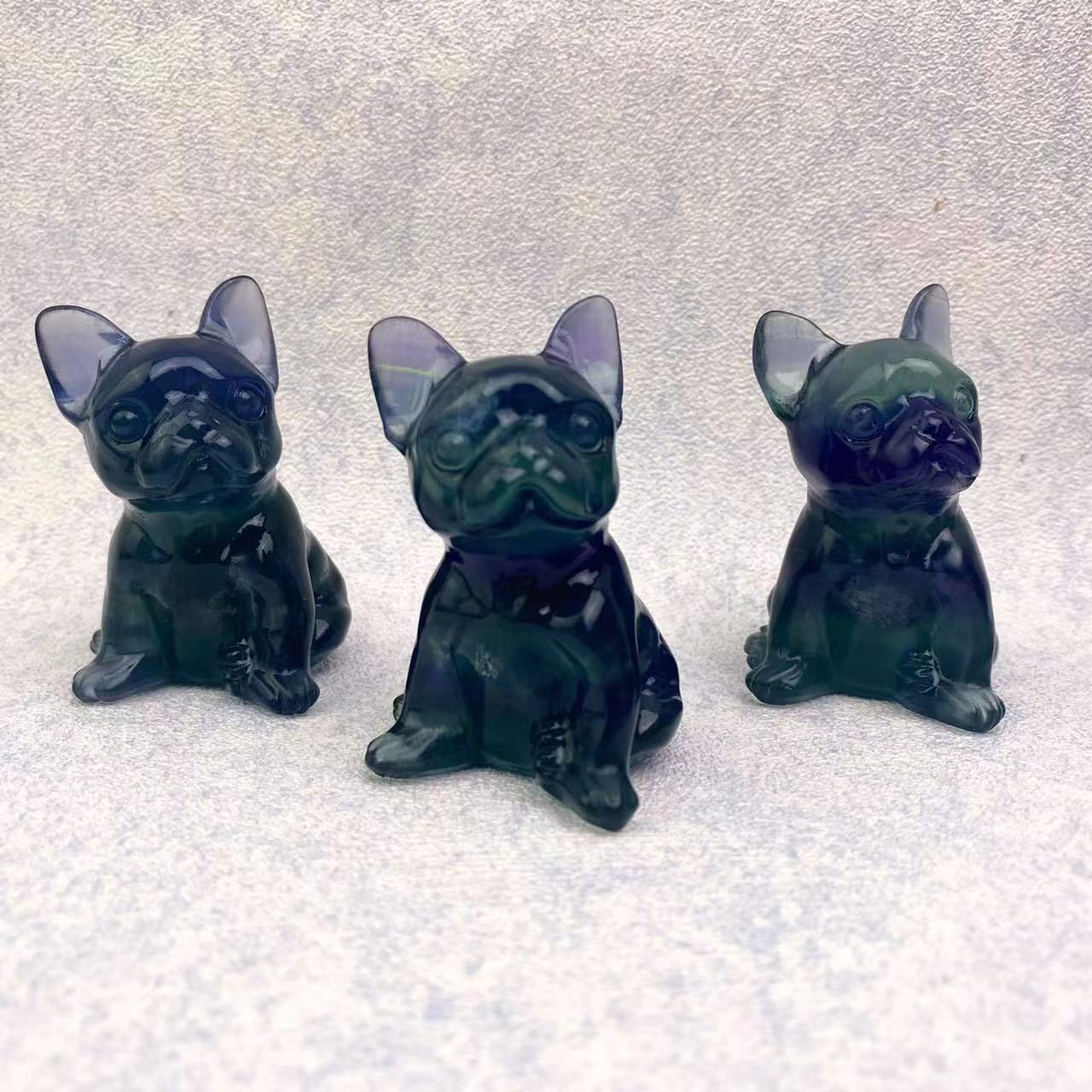 Natural  Healing Crystal Animal French Bulldog Carving For Home Decoration