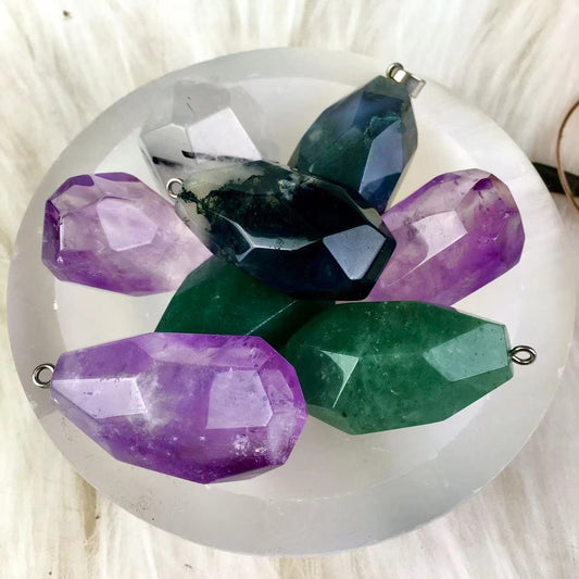 High quality wholesale  Natural Crystal  green strawberry moss agate purple mic pendant For Decoration 1 pc