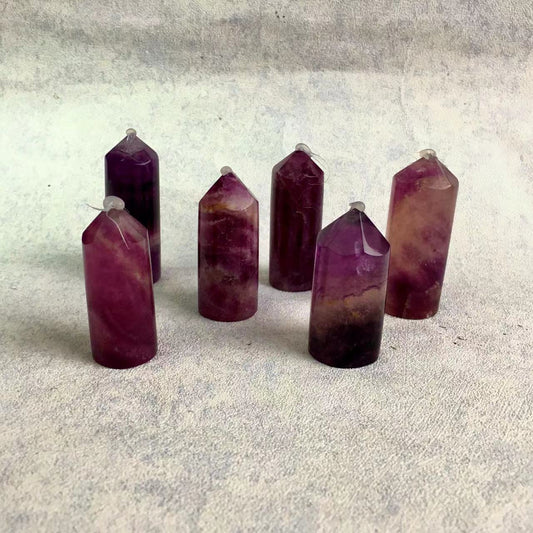 Wholesale natural  purple fluorite crystal tower for decoraiotion 1kg