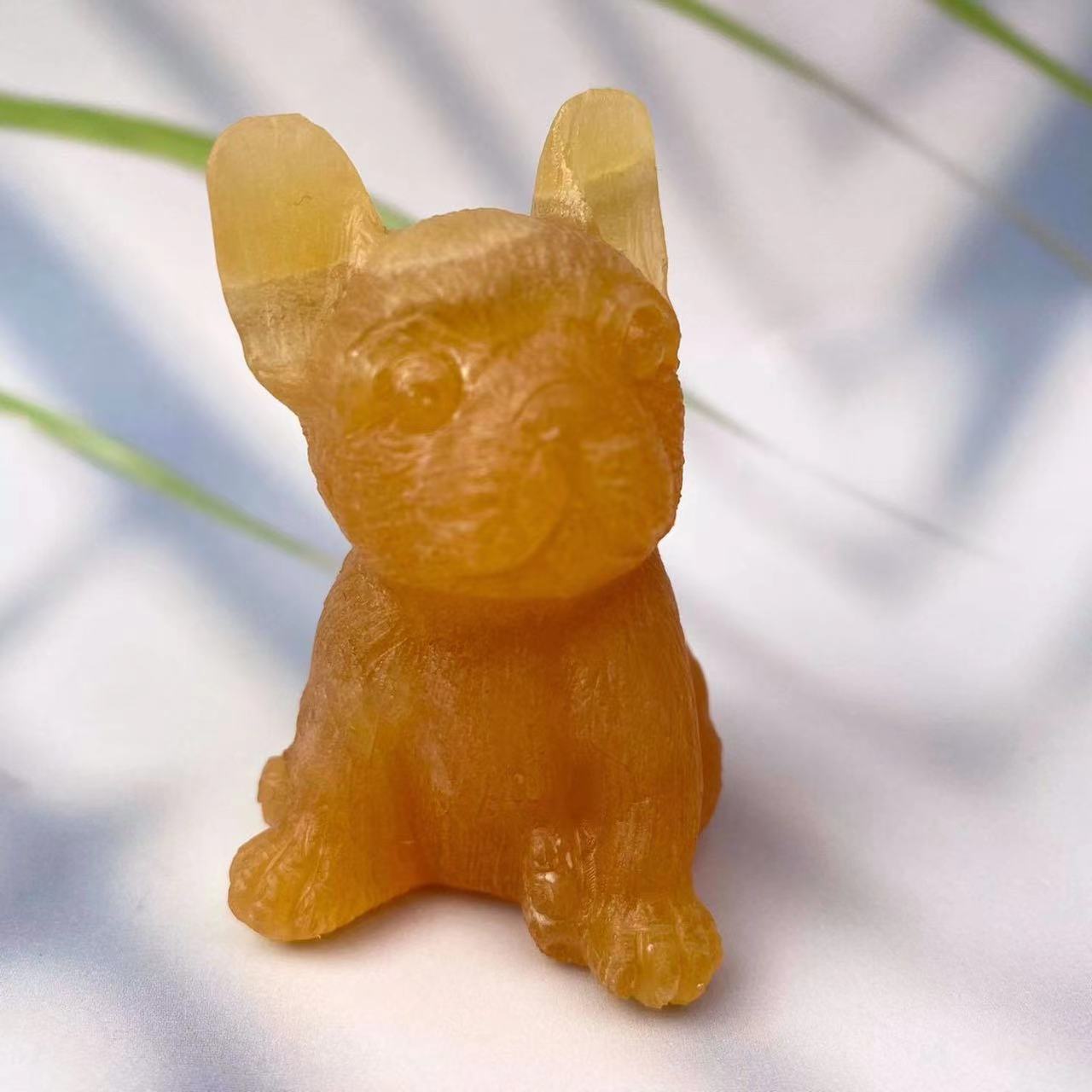 Natural  Healing Crystal Animal French Bulldog Carving For Home Decoration