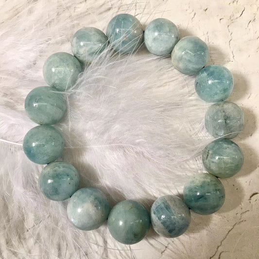 High quality stone bracelet Aquamarine natural stone bracelet Hand Bracelet12mm-15mm