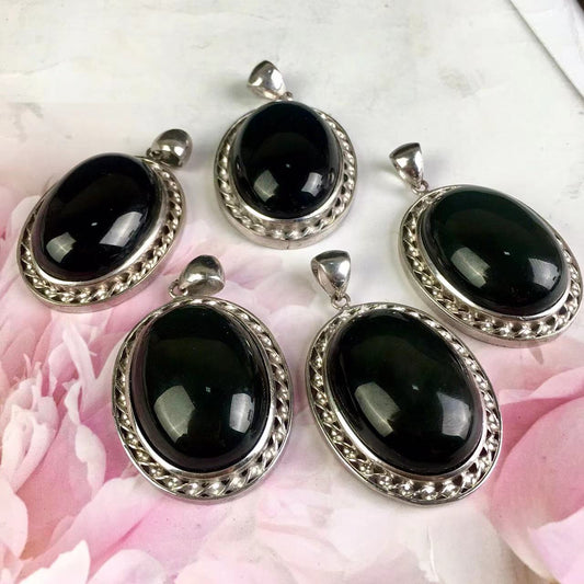 High quality wholesale  Natural Crystal Black Obsidian pendant For Decoration