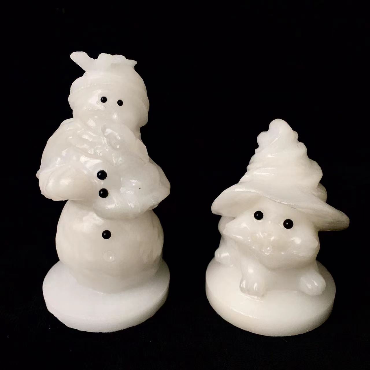 Wholesale Natural crystal high quality White jade cat and snowman healing gemstone crystals carving