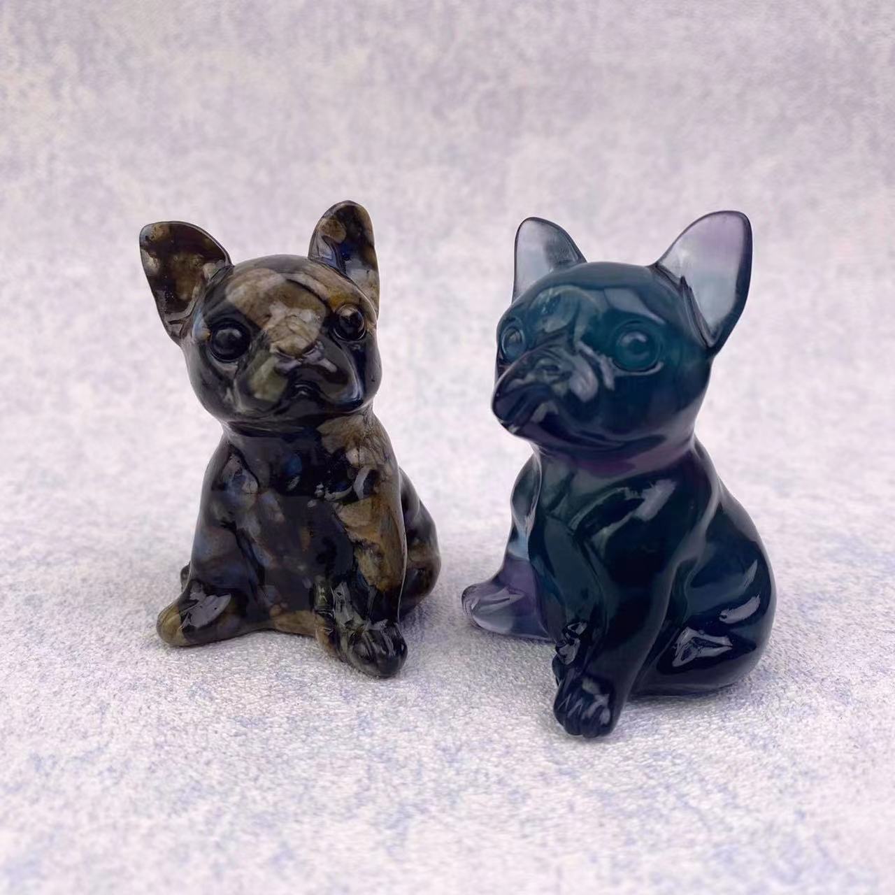 Natural  Healing Crystal Animal French Bulldog Carving For Home Decoration