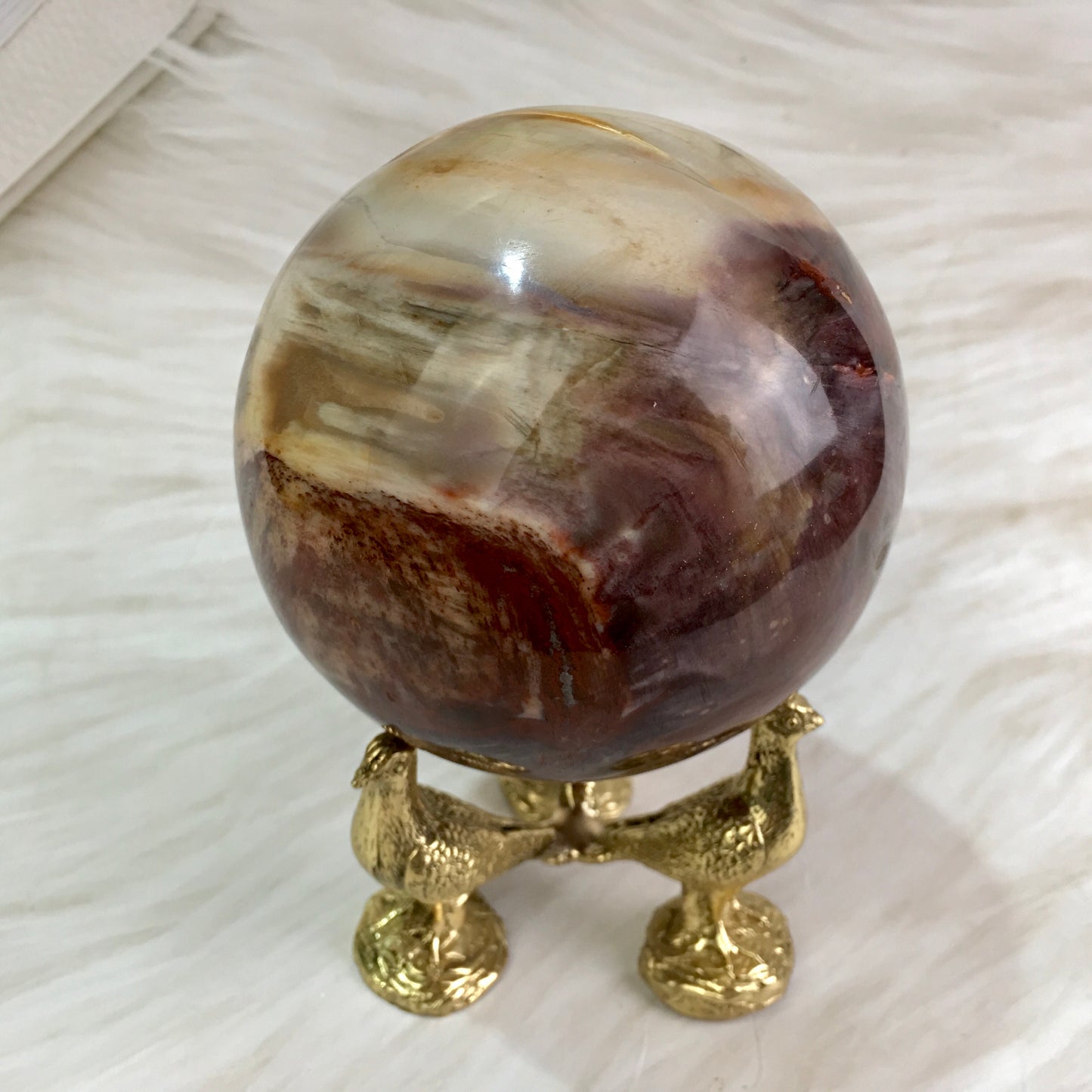 Wholesales high quality Wood fossil sphere natural healing crystal sphere gemstone for home decoration 1kg