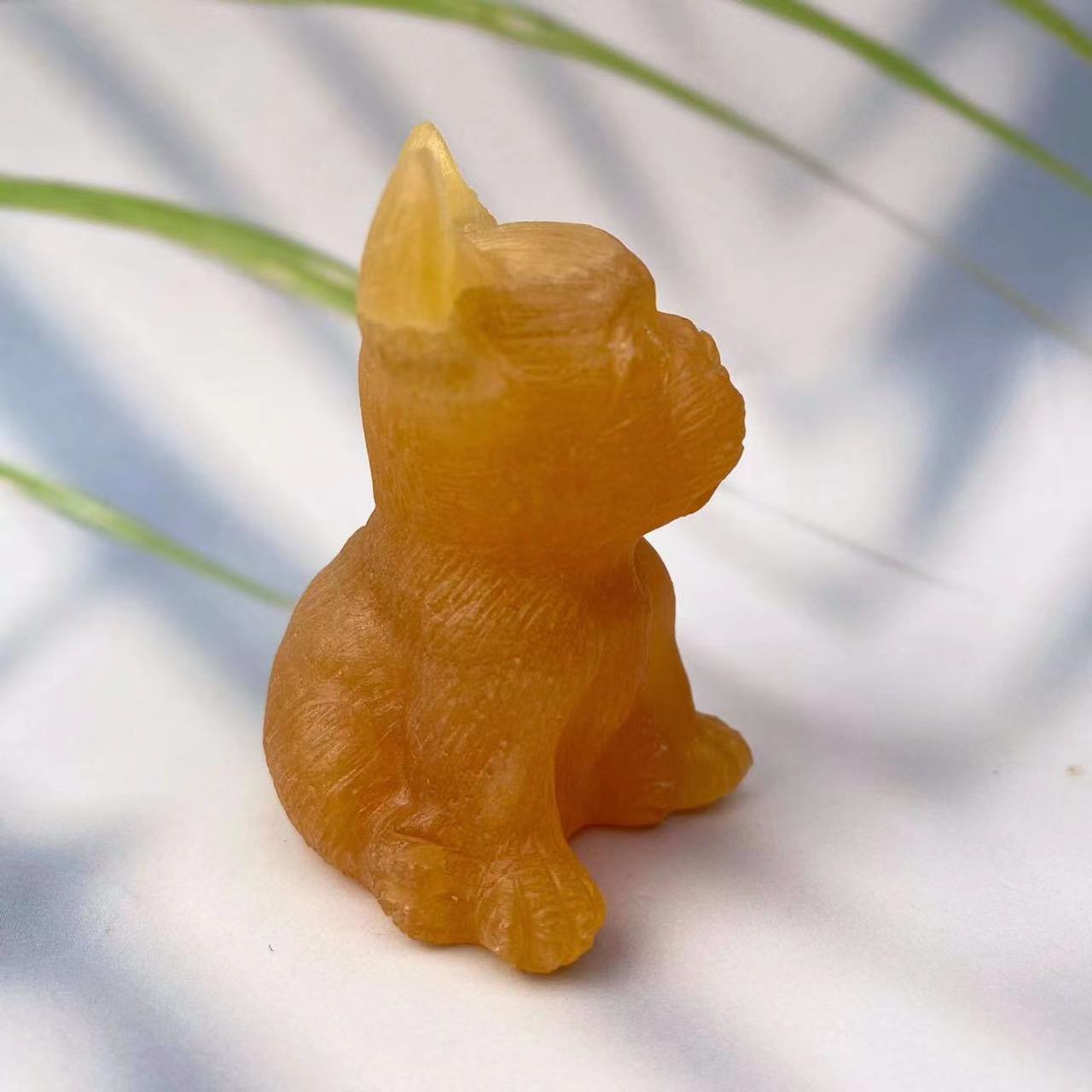 Natural  Healing Crystal Animal French Bulldog Carving For Home Decoration