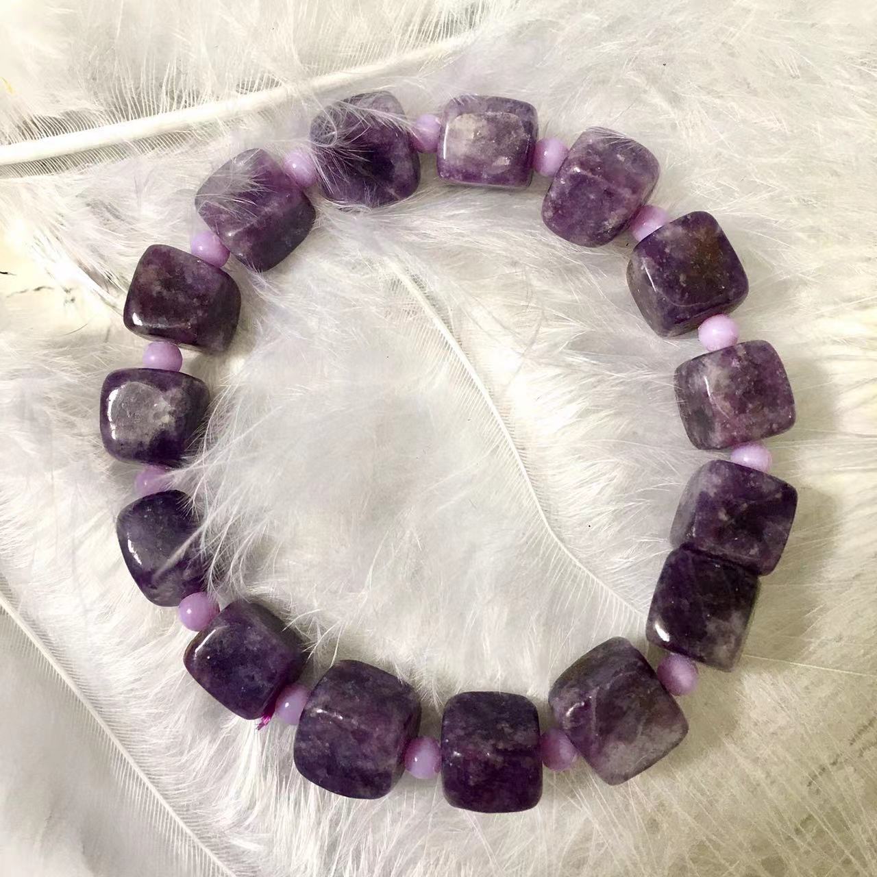 9MMWholesale natural crystal bracelet healing natural stone 8mm purple mica beads bangle