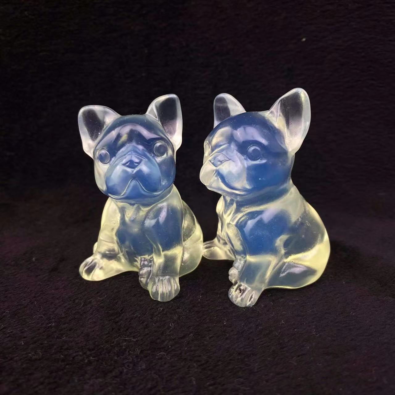 Natural  Healing Crystal Animal French Bulldog Carving For Home Decoration