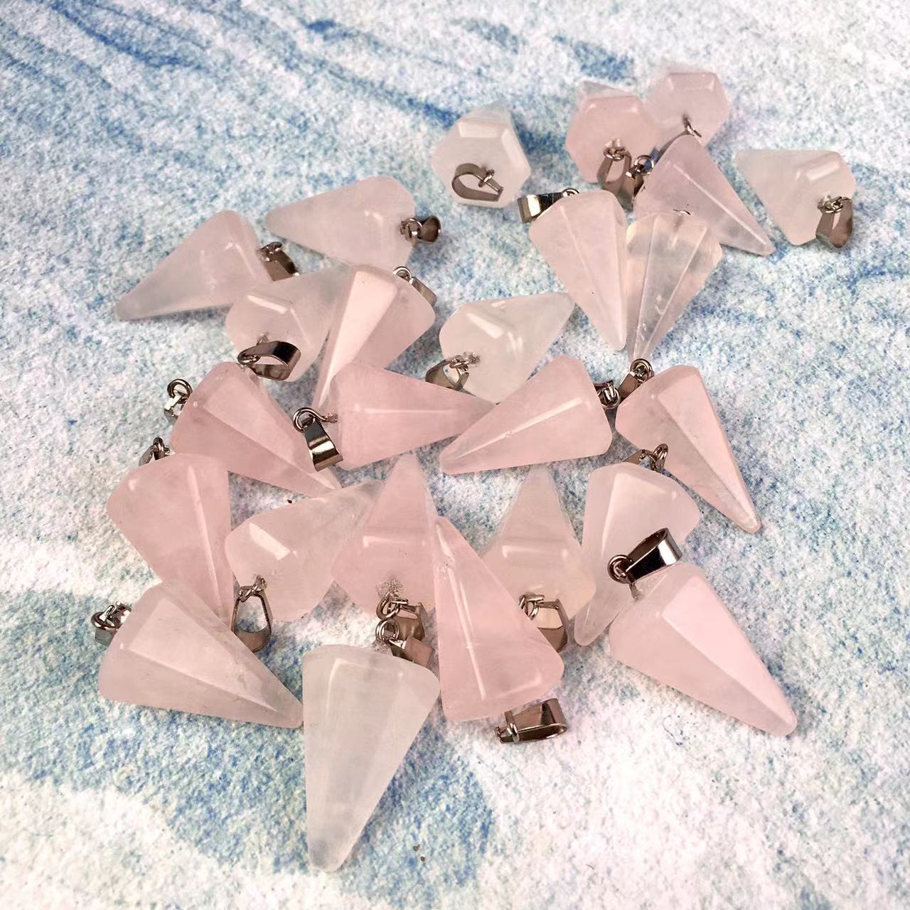 High quality wholesale Natural Crystal rose quartz pendant  For Decoration 1 pc