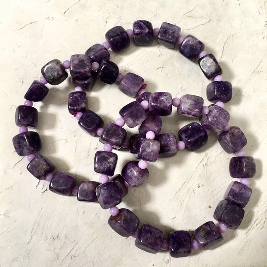 9MMWholesale natural crystal bracelet healing natural stone 8mm purple mica beads bangle