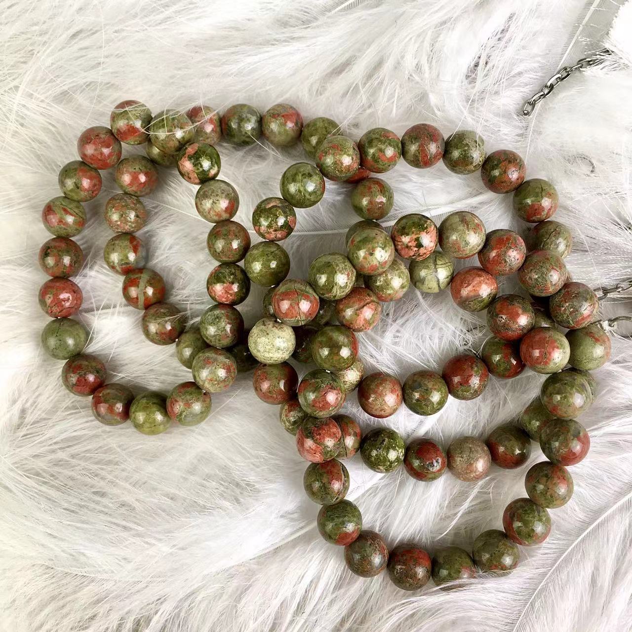 10MM Natural Stone Unakite Beads Handmade Bracelet Chakra Stone Crystal Healing Gemstone Wholesale Gemstone Beaded Bracelet