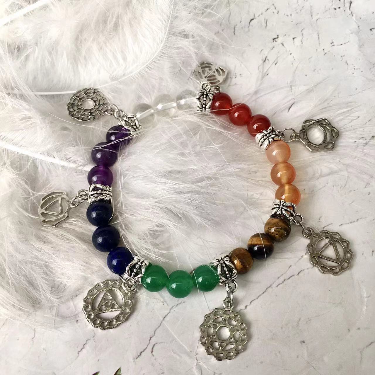 8MM Natural Stone Bead 7 Chakra Bracelet