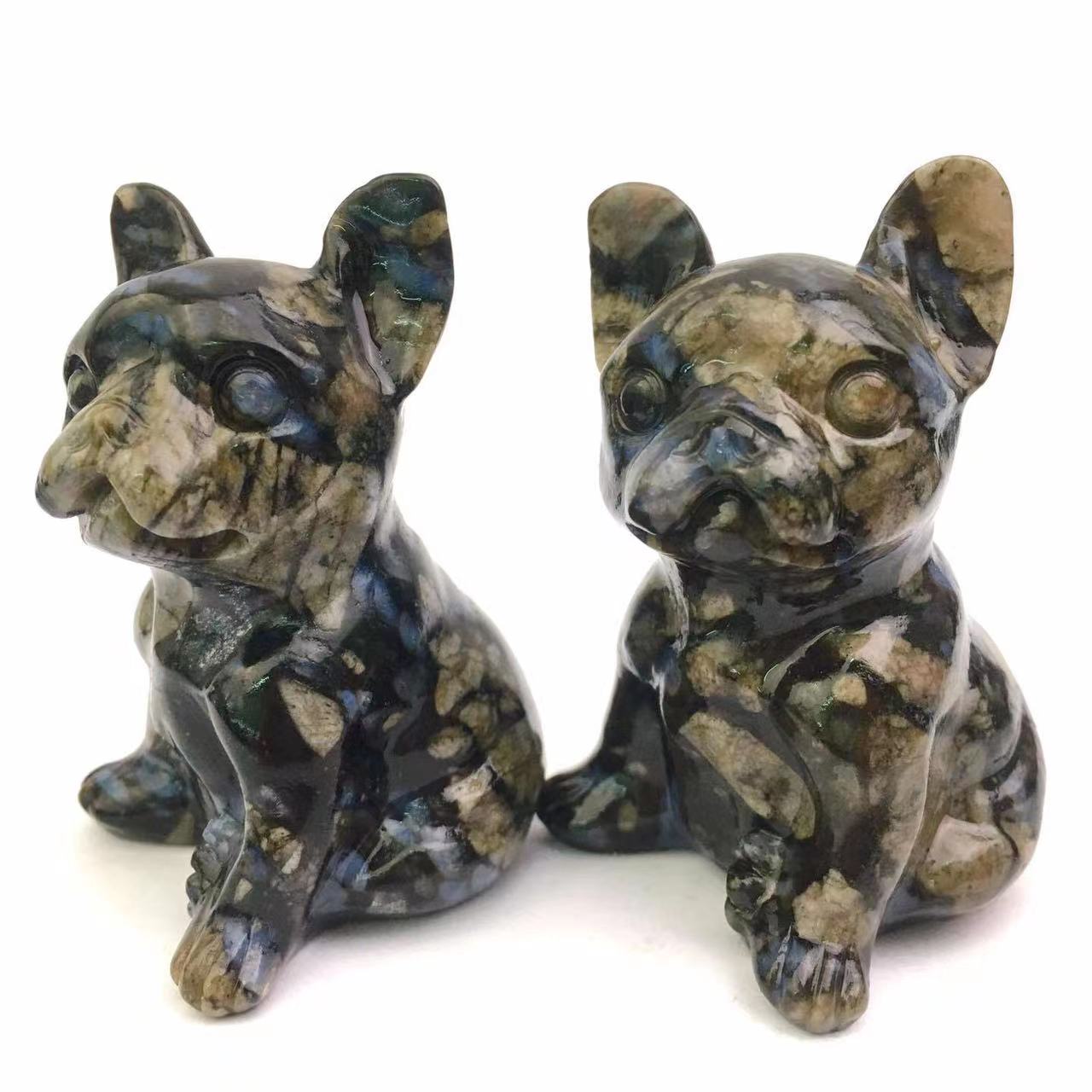 Natural  Healing Crystal Animal French Bulldog Carving For Home Decoration