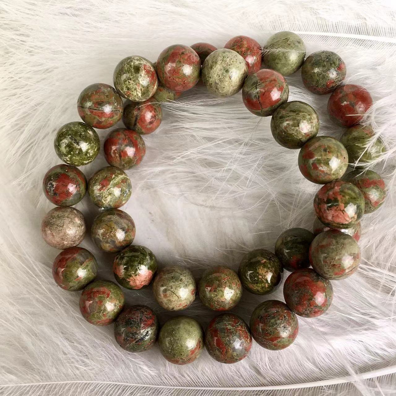 10MM Natural Stone Unakite Beads Handmade Bracelet Chakra Stone Crystal Healing Gemstone Wholesale Gemstone Beaded Bracelet