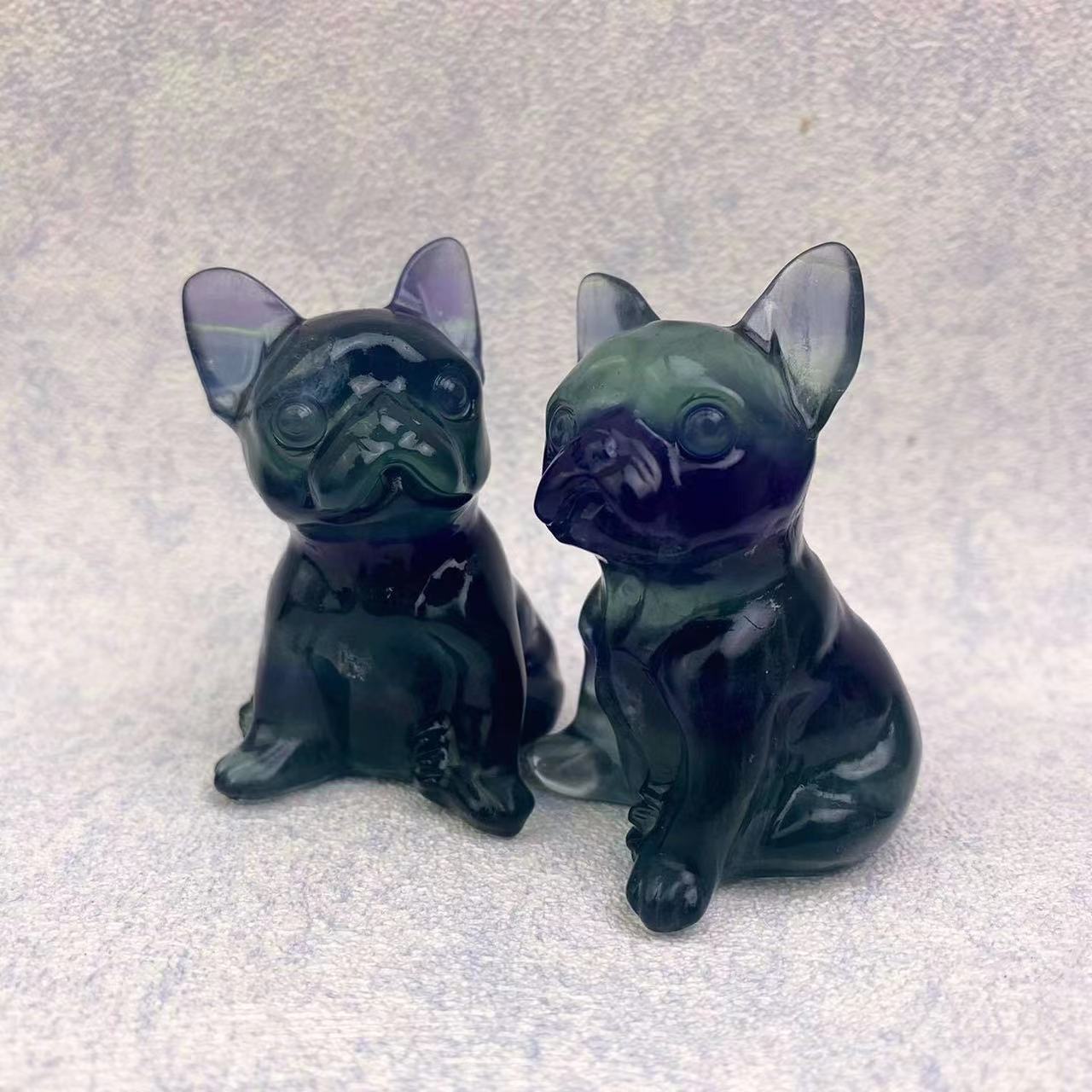 Natural  Healing Crystal Animal French Bulldog Carving For Home Decoration