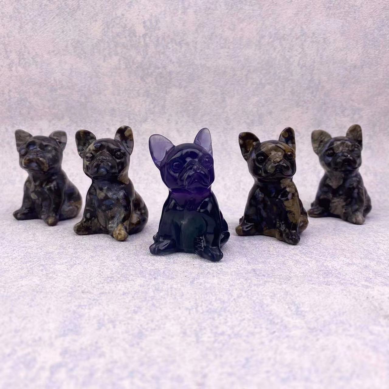 Natural  Healing Crystal Animal French Bulldog Carving For Home Decoration