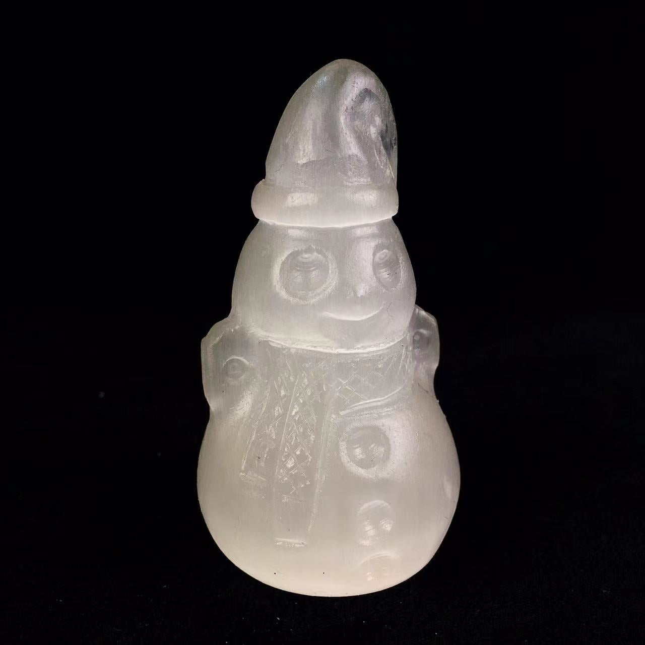 Natural crystal  Healing Gemstone Selenite Snowman Carving Crafts For Decoration