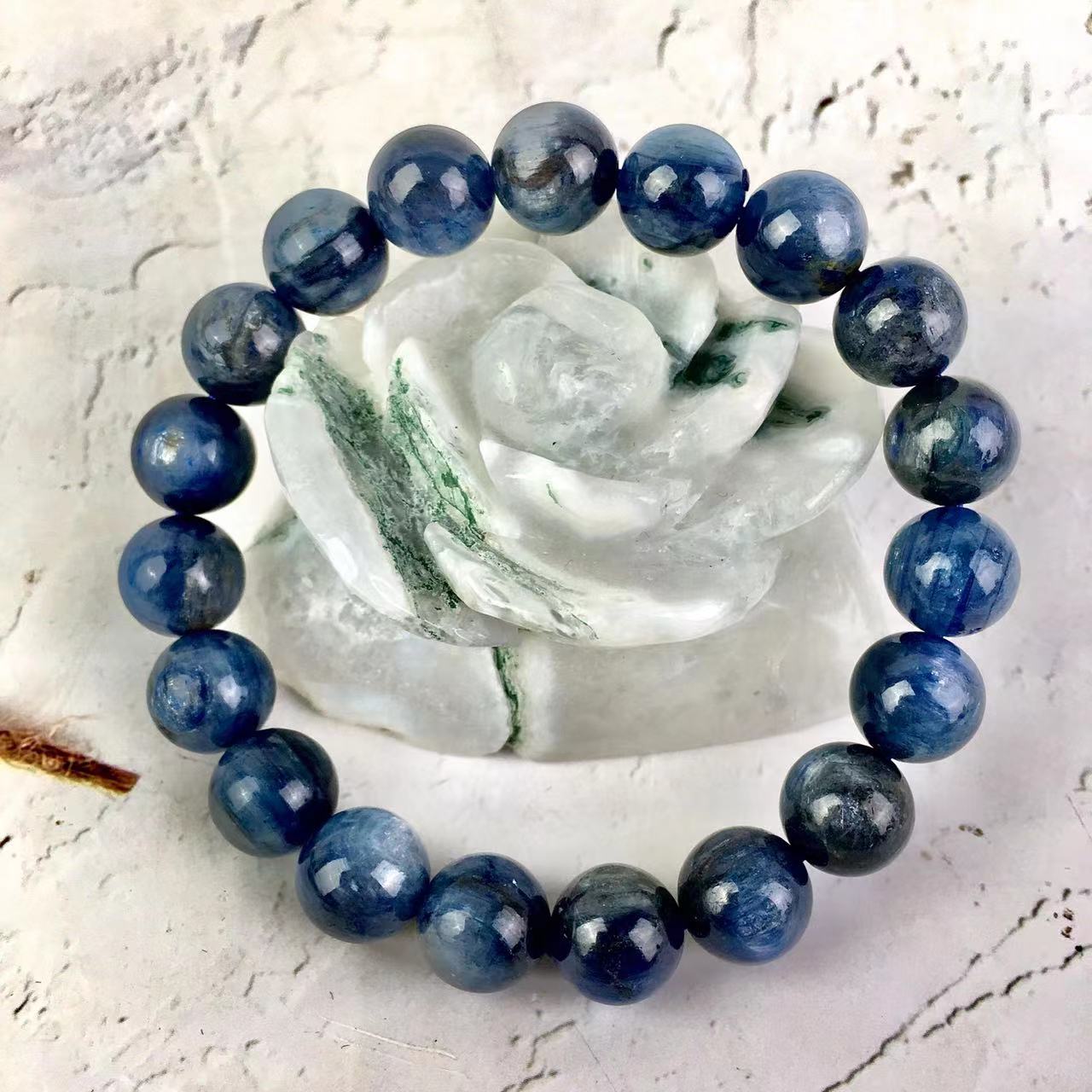 7-13MM Wholesale Natural Blue Kyanite Gemstone Crystal Round Beads Stretch Woman Men Bracelet