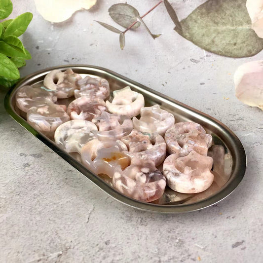 High quality wholesale  Natural Crystal Sakura agate Star and Moon For Decoration