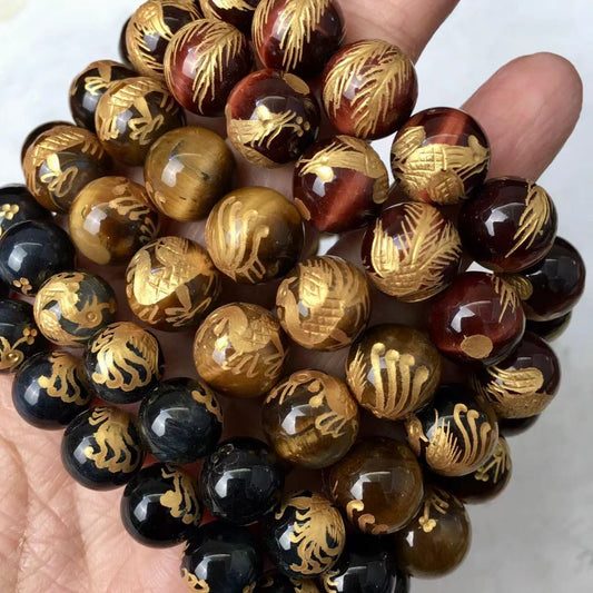 Wholesale Grade AB+ Natural Stone Bead 8/10/12/14/16/18MM Mens Tiger Eye Bracelet Gemstone Jewelry