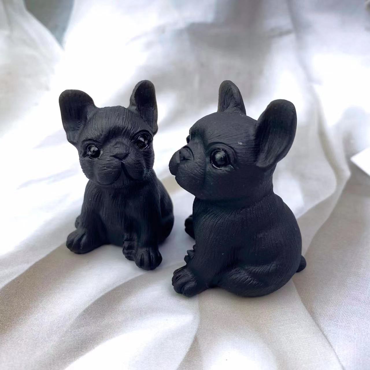 Natural  Healing Crystal Animal French Bulldog Carving For Home Decoration